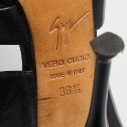 Pre Owned Giuseppe Zanotti Black Leather Crisscross Ankle Strap Sandals Size 36.5