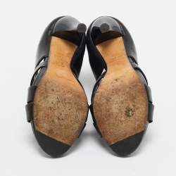 Pre Owned Giuseppe Zanotti Black Leather Crisscross Ankle Strap Sandals Size 36.5