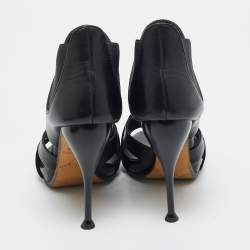 Pre Owned Giuseppe Zanotti Black Leather Crisscross Ankle Strap Sandals Size 36.5