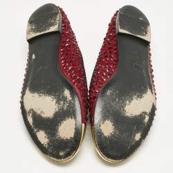 Pre Owned Giuseppe Zanotti Burgundy Suede Cap Toe Crystals Embellished Smoking Slippers Size 39.5