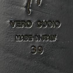 Pre Owned Giuseppe Zanotti Black leather Rock Thong Flat Sandals Size 39