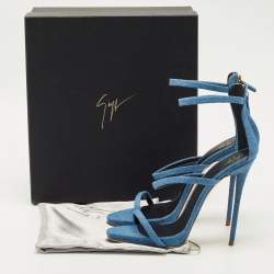 Pre Owned Giuseppe Zanotti Blue Denim Coline Ankle Strap Sandals Size 39