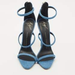 Pre Owned Giuseppe Zanotti Blue Denim Coline Ankle Strap Sandals Size 39