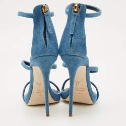 Pre Owned Giuseppe Zanotti Blue Denim Coline Ankle Strap Sandals Size 39
