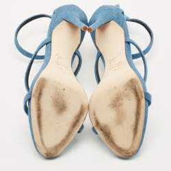Pre Owned Giuseppe Zanotti Blue Denim Coline Ankle Strap Sandals Size 39