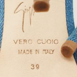 Pre Owned Giuseppe Zanotti Blue Denim Coline Ankle Strap Sandals Size 39