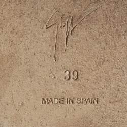 Pre Owned Giuseppe Zanotti Beige Leather and Velvet Espadrille Flats Size 39