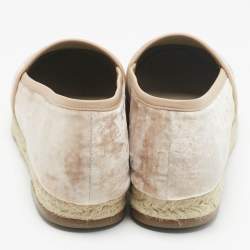 Pre Owned Giuseppe Zanotti Beige Leather and Velvet Espadrille Flats Size 39