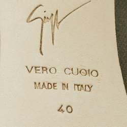 Pre Owned Giuseppe Zanotti Green  Canvas and Leather Roxie Peep Toe Cut Out Ankle Boots  Size 40