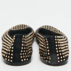 Pre Owned Giuseppe Zanotti Black Suede Crystal Embellished Ballet Flats Size 38