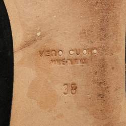 Pre Owned Giuseppe Zanotti Black Suede Crystal Embellished Ballet Flats Size 38