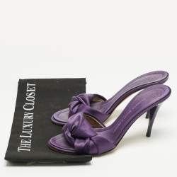 Pre Owned Giuseppe Zanotti Purple Satin knot Slide Sandals Size 38.5