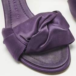 Pre Owned Giuseppe Zanotti Purple Satin knot Slide Sandals Size 38.5