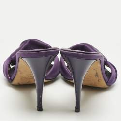 Pre Owned Giuseppe Zanotti Purple Satin knot Slide Sandals Size 38.5