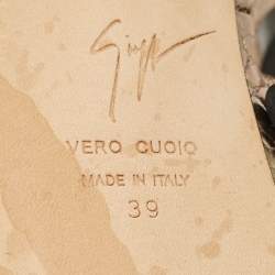 Pre Owned Giuseppe Zanotti Gold Croc Embossed Leather Peep Toe Platform Pumps Size 39