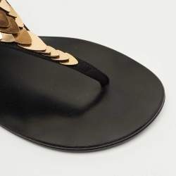 Pre Owned Giuseppe Zanotti Black Suede Crystal Embellished Thong Flats Size 40