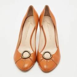 Pre Owned Giuseppe Zanotti Brown Leather Round Toe Pumps Size 40