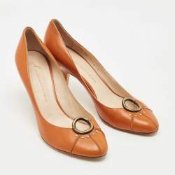 Pre Owned Giuseppe Zanotti Brown Leather Round Toe Pumps Size 40