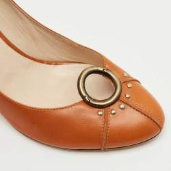 Pre Owned Giuseppe Zanotti Brown Leather Round Toe Pumps Size 40