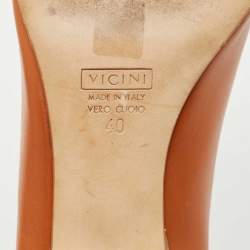 Pre Owned Giuseppe Zanotti Brown Leather Round Toe Pumps Size 40