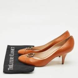Pre Owned Giuseppe Zanotti Brown Leather Round Toe Pumps Size 40