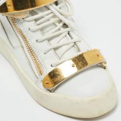 Pre Owned Giuseppe Zanotti White Leather Coby High Top Sneakers Size 37