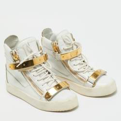 Pre Owned Giuseppe Zanotti White Leather Coby High Top Sneakers Size 37