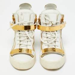 Pre Owned Giuseppe Zanotti White Leather Coby High Top Sneakers Size 37