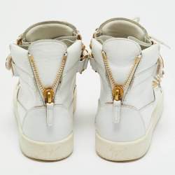 Pre Owned Giuseppe Zanotti White Leather Coby High Top Sneakers Size 37