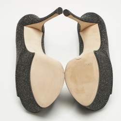 Pre Owned Giuseppe Zanotti Black Quartz and Suede Sharon Platform Pumps Size 39.5