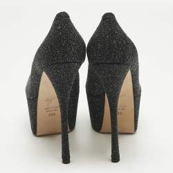 Pre Owned Giuseppe Zanotti Black Quartz and Suede Sharon Platform Pumps Size 39.5