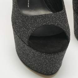 Pre Owned Giuseppe Zanotti Black Quartz and Suede Sharon Platform Pumps Size 39.5