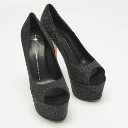 Pre Owned Giuseppe Zanotti Black Quartz and Suede Sharon Platform Pumps Size 39.5