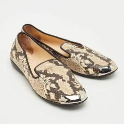 Pre Owned Giuseppe Zanotti Brown Python Embossed Leather Smoking Slippers Size 36