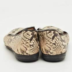 Pre Owned Giuseppe Zanotti Brown Python Embossed Leather Smoking Slippers Size 36