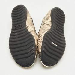 Pre Owned Giuseppe Zanotti Brown Python Embossed Leather Smoking Slippers Size 36