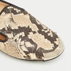 Pre Owned Giuseppe Zanotti Brown Python Embossed Leather Smoking Slippers Size 36