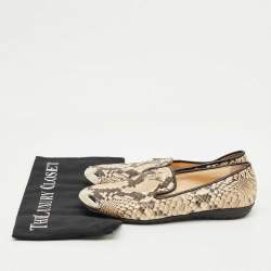 Pre Owned Giuseppe Zanotti Brown Python Embossed Leather Smoking Slippers Size 36