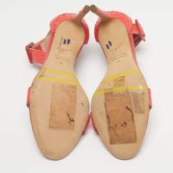 مملوكة مسبقًا صندل جوسيبي زانوتي نيلا جلد نقشة الثعبان وردي مقاس 38.5