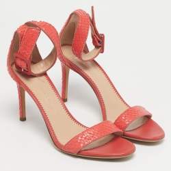 مملوكة مسبقًا صندل جوسيبي زانوتي نيلا جلد نقشة الثعبان وردي مقاس 38.5