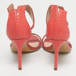 مملوكة مسبقًا صندل جوسيبي زانوتي نيلا جلد نقشة الثعبان وردي مقاس 38.5