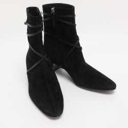 مملوكة مسبقًا حذاء جوسيبي زانوتي شامواه أسود بطول منتصف الساق مقاس 36 