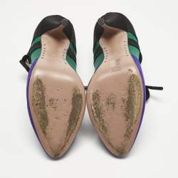 Pre Owned Giuseppe Zanotti Multicolor Suede and Velvet Ankle Strap Pumps Size 38