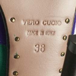 Pre Owned Giuseppe Zanotti Multicolor Suede and Velvet Ankle Strap Pumps Size 38