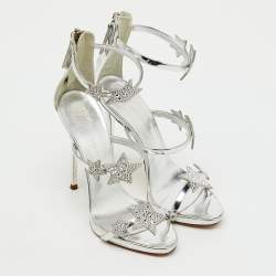 مملوكة مسبقًا صندل سير كاحل نجمة هارموني جلد فضي جوزيبي زانوتي مقاس 36