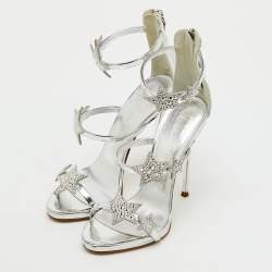 مملوكة مسبقًا صندل سير كاحل نجمة هارموني جلد فضي جوزيبي زانوتي مقاس 36