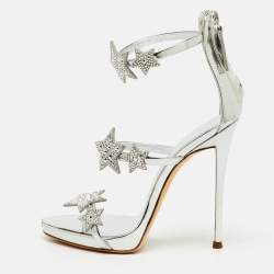 مملوكة مسبقًا صندل سير كاحل نجمة هارموني جلد فضي جوزيبي زانوتي مقاس 36