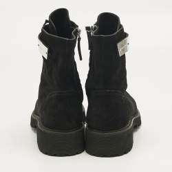 Pre Owned Giuseppe Zanotti Black Suede Kommando Combat Boots Size 40