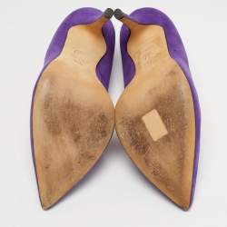 Pre Owned Giuseppe Zanotti Purple Suede Pointed Toe Pumps Size 38.5