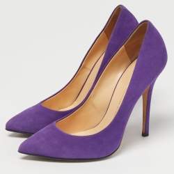 Pre Owned Giuseppe Zanotti Purple Suede Pointed Toe Pumps Size 38.5